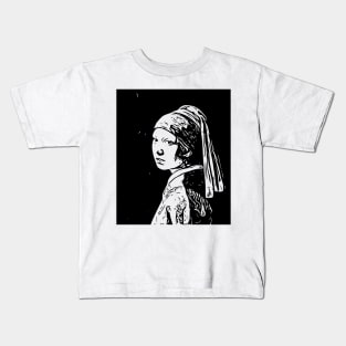 Girl with a Pearl Earring | Johannes Vermeer | Line art Kids T-Shirt